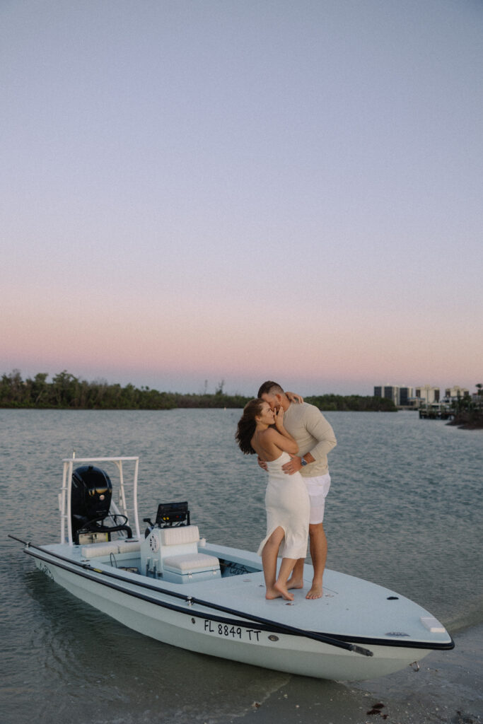 Naples florida engagement photos at Little Hickory Beach on beach during blue hour