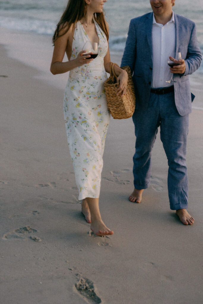 engagement photos in Naples, FL at 5th Avenue South on beach