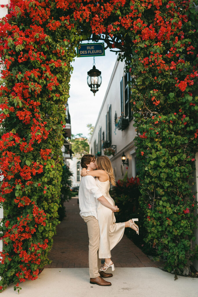 Naples florida downtown engagement photo session with lift