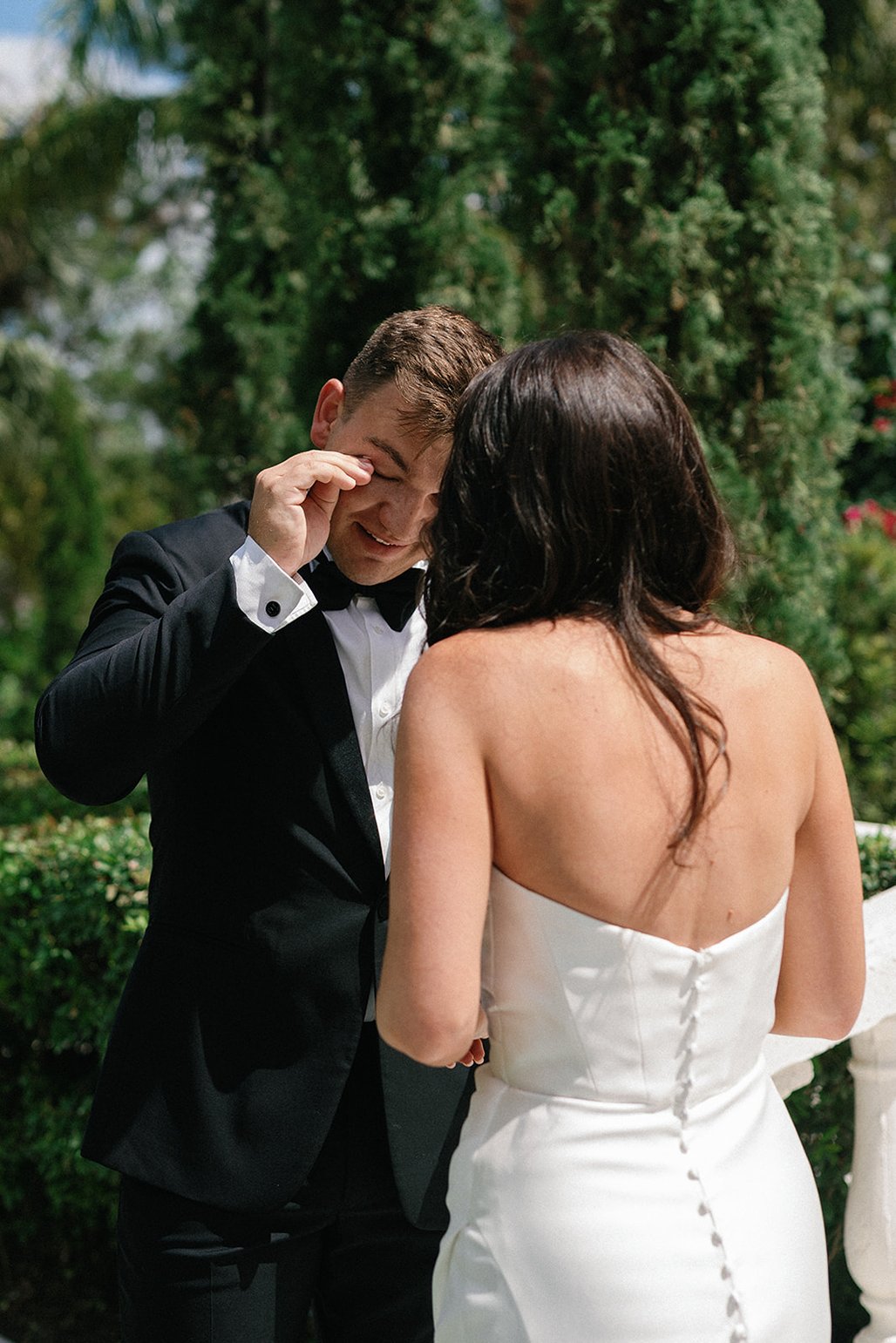 the first look for the couple at their la casa toscana wedding