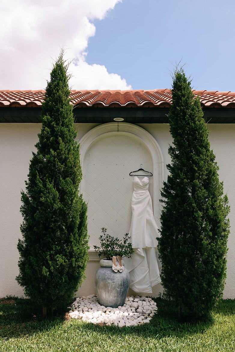 the wedding dress and shoes at the la casa toscana wedding in florida