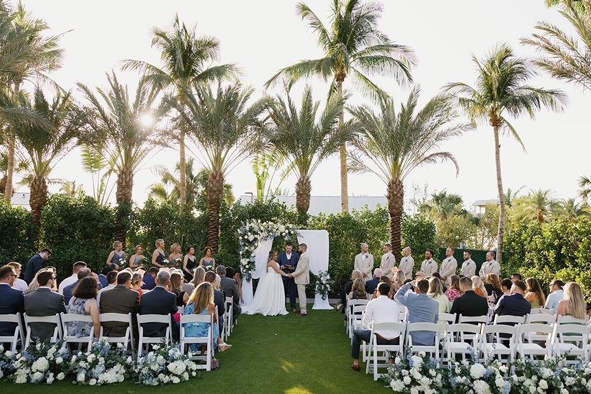 The ceremony of a wedding at Hyatt Coconut Point