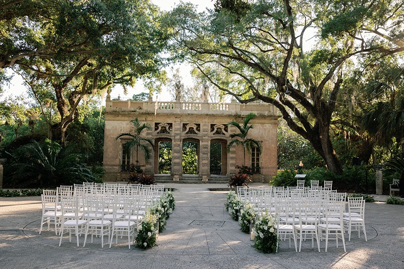 the ceremony area of vizcaya a wedding venue south florida
