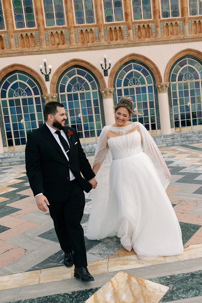 the bride and groom at the ringling one of the best wedding venues in south florida