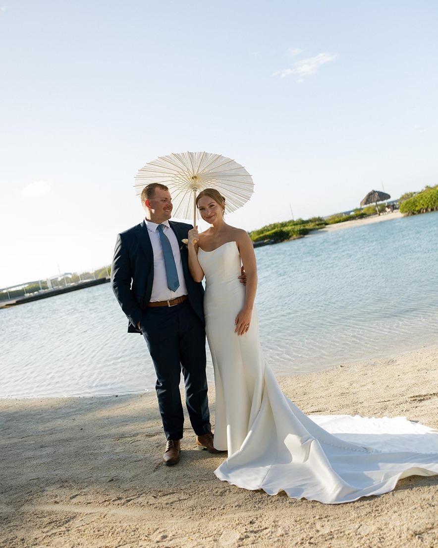 a couple at their south florida beach wedding Hawks Cay Resort