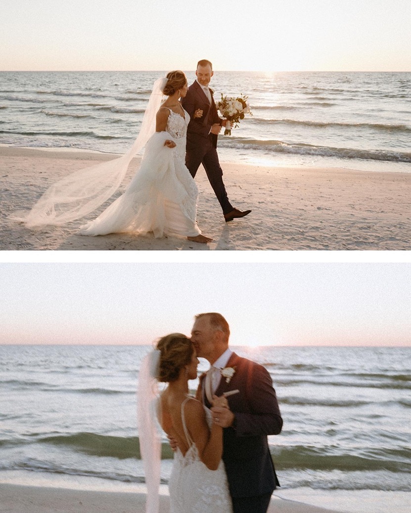 a couple at their south florida beach wedding venues the don cesar