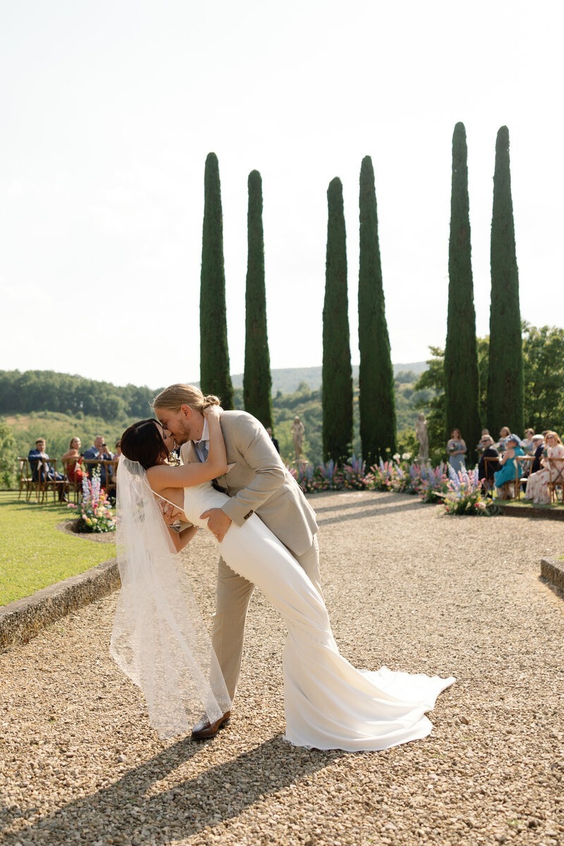 the bride and groom at their destination wedding in italy