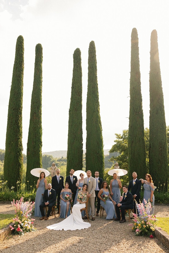 a beautiful bridal party at their destination wedding in italy