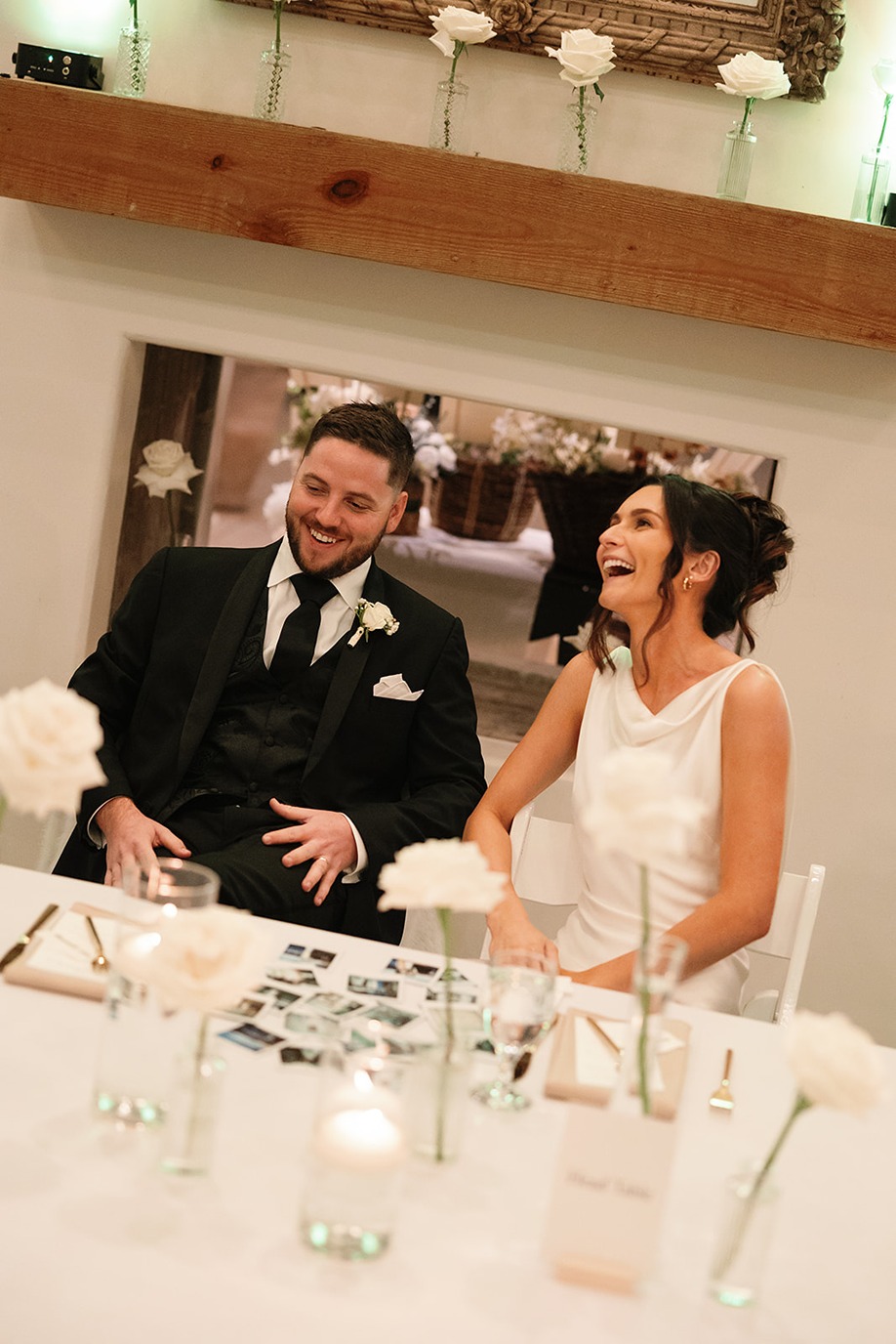 ​white trail club wedding reception photo of the bride and groom