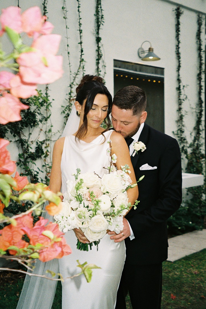 the bride and groom at their ​white trail social and garden club wedding 