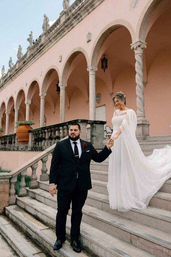 the bride and groom at the ringling wedding venue