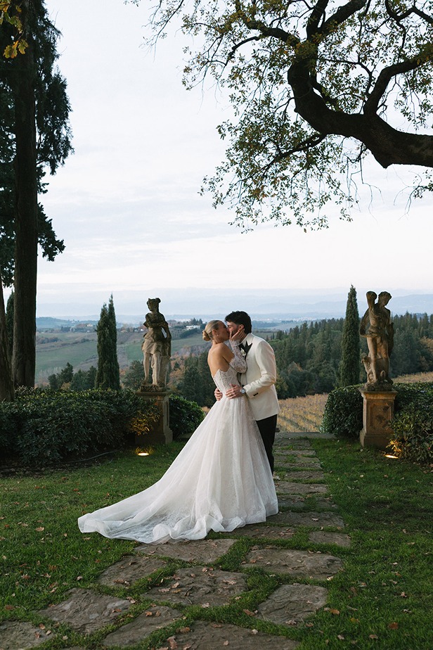 a bride and groom getting married in Tuscany Italy