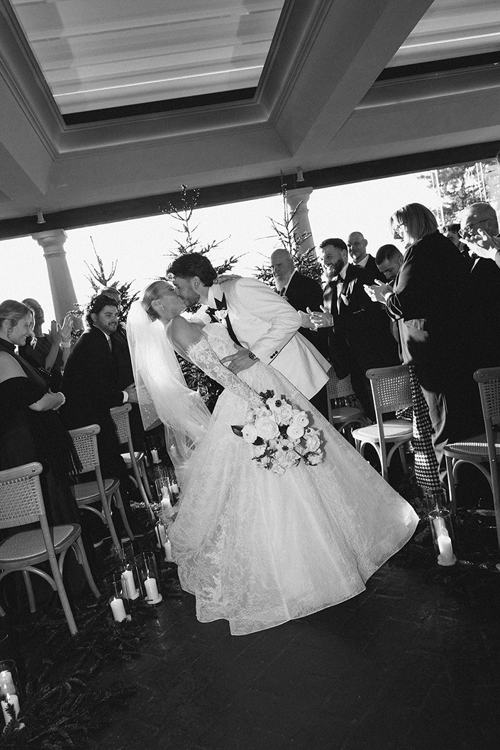 The bride and groom getting married in Italy