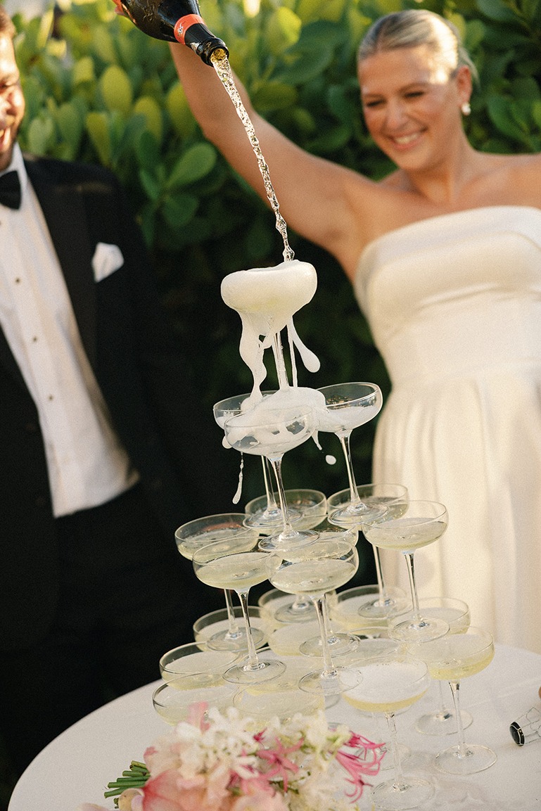 a champagne tower at the naples bay resort weddings
