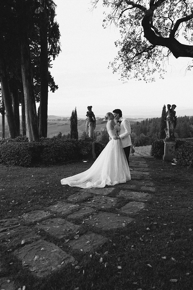 the bride and groom at their antica fattoria di paterno wedding