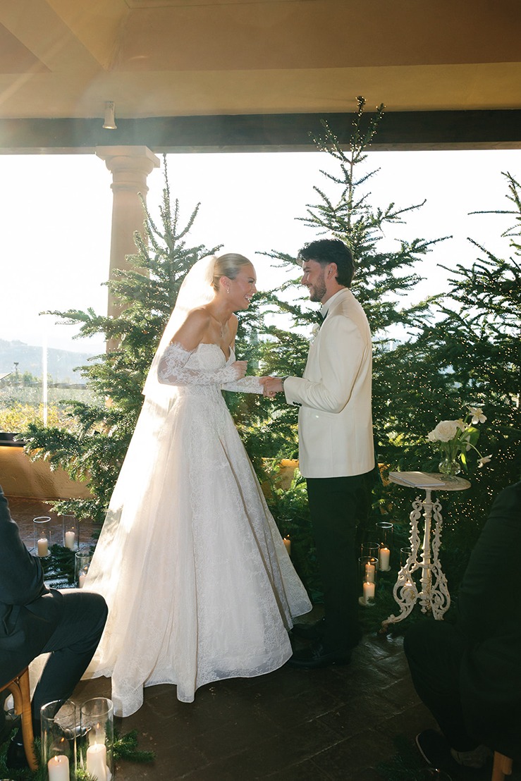 the bride and groom at antica fattoria paterno
