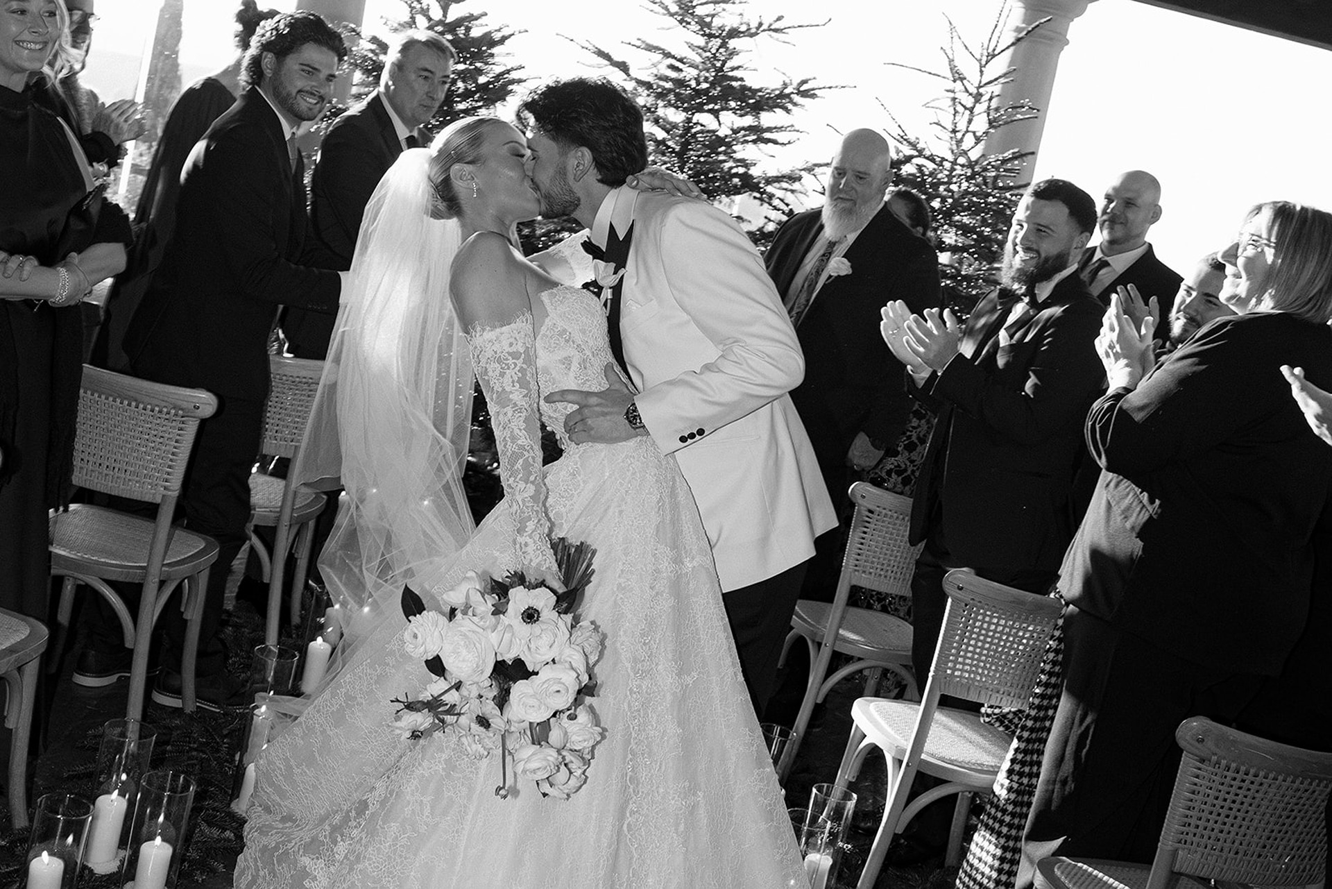 wedding videographer italy couples love captures a kiss after the ceremony