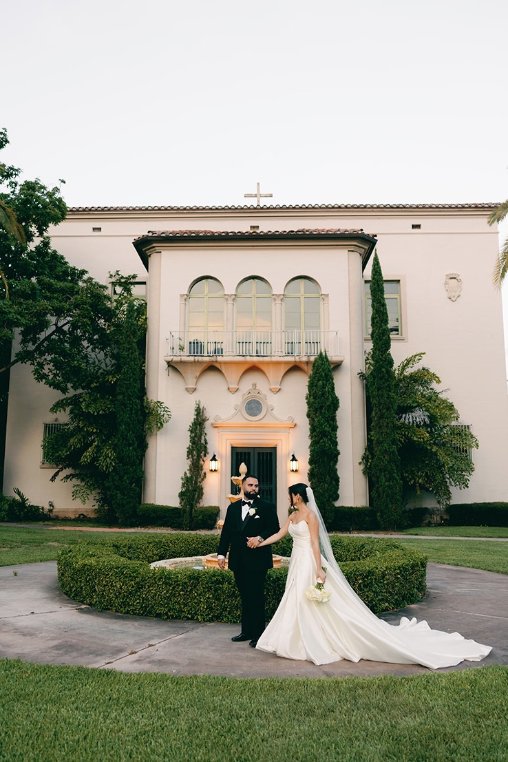wedding photos miami brides and grooms love in front of the church