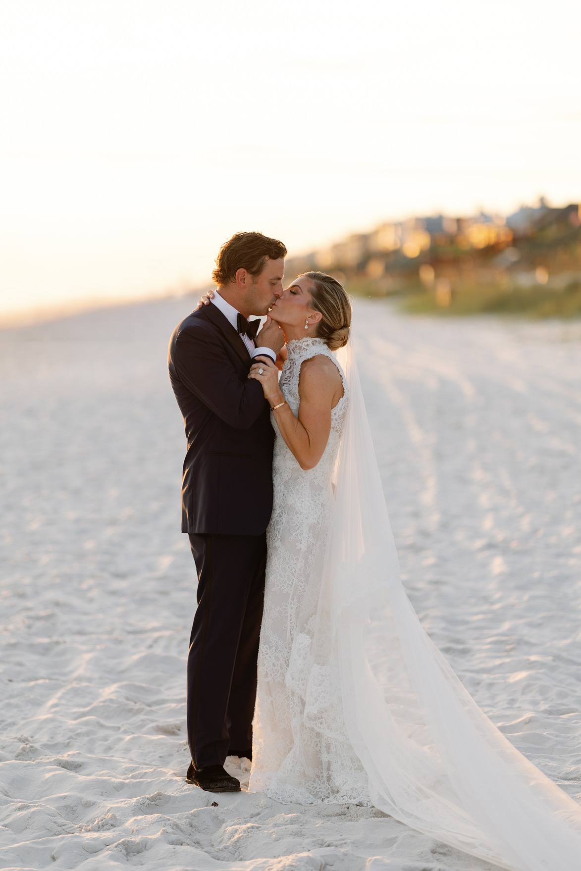 the bride and groom at their rosemary beach florida wedding