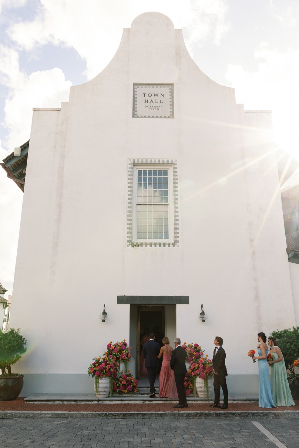 the town hall for a rosemary beach wedding